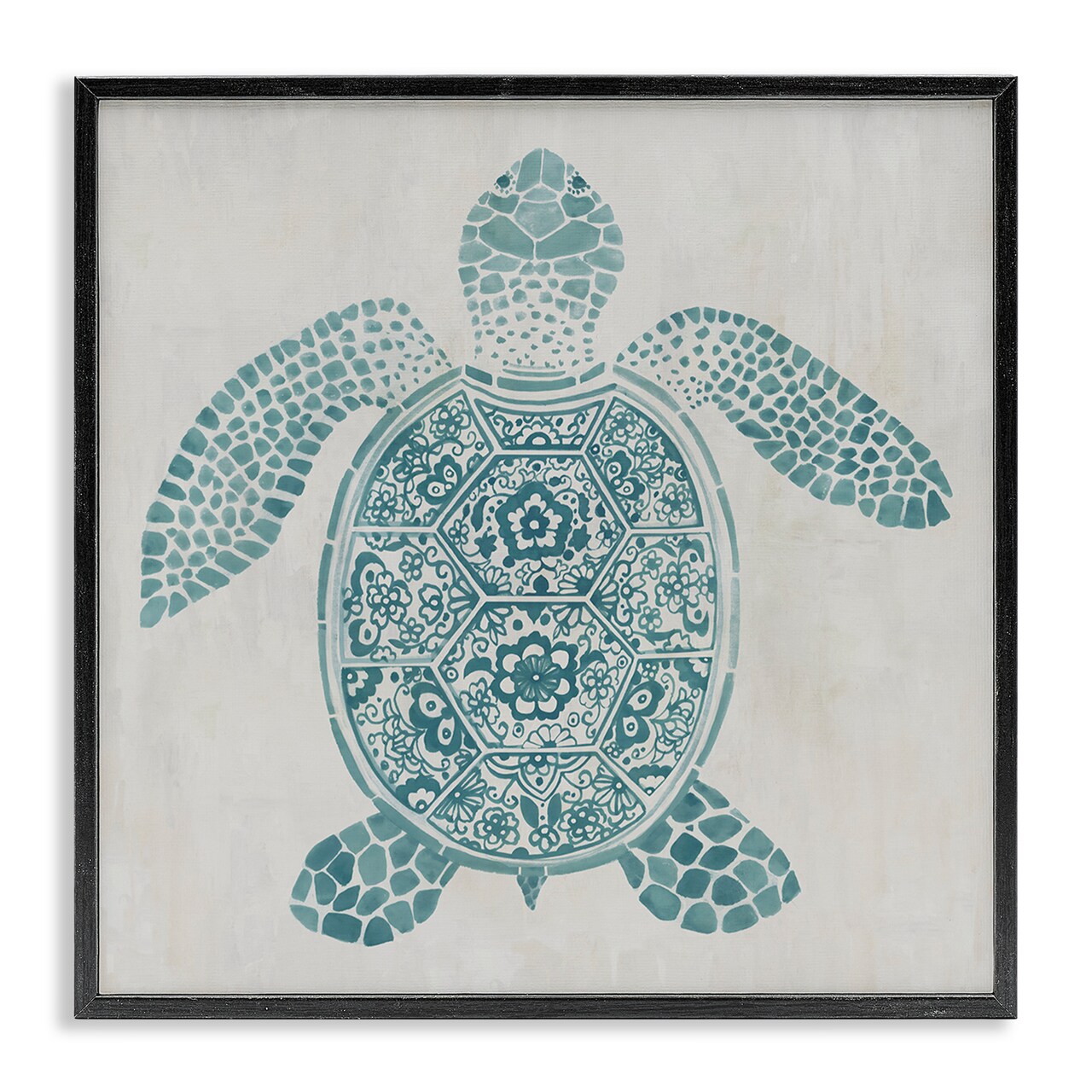Stupell Industries Mediterranean Patterned Turtle Framed Giclee By Hannah Dawson